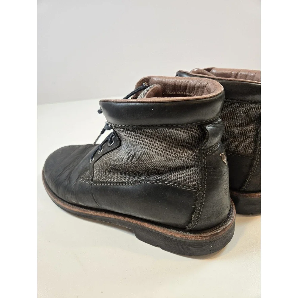 OluKai Hualalai Boots Mens Size 11 Black Leather Ankle Lace Up Casual Boots